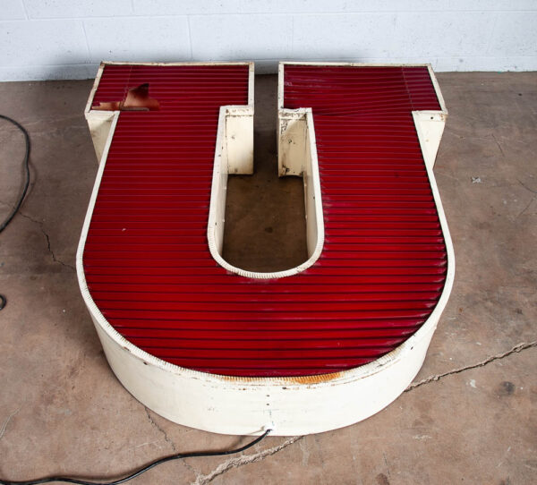 Mid Century Modern Neon Sign Marquee Letter U Working Large 48" Light Industrial - Image 11