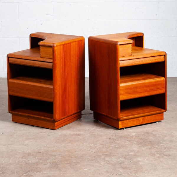 Mid Century Danish Modern Nightstands Brouer Solid Teak End Table Set Pair Tray