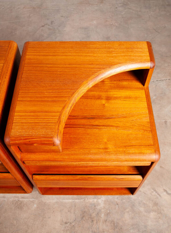 Mid Century Danish Modern Nightstands Brouer Solid Teak End Table Set Pair Tray - Image 11