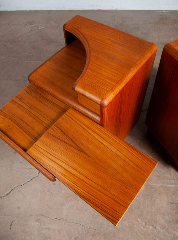 Mid Century Danish Modern Nightstands Brouer Solid Teak End Table Set Pair Tray - Image 8