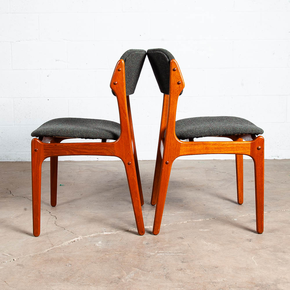 Mid Century Danish Modern Dining Chairs Set 6 Teak Erik Buch #49 Grey Denmark NM - Image 5