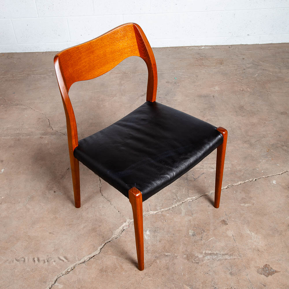 Mid Century Danish Modern Dining Chair Niels J.L Moller #71 Teak Black Denmark