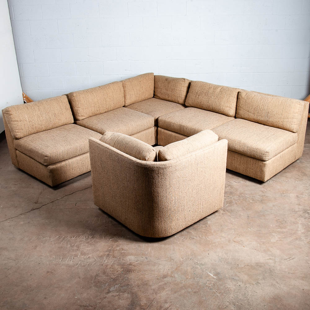 Mid Century Danish Modern Sofa Sectional Couch Modular Brown Tan Low Profile Vintage - Image 2