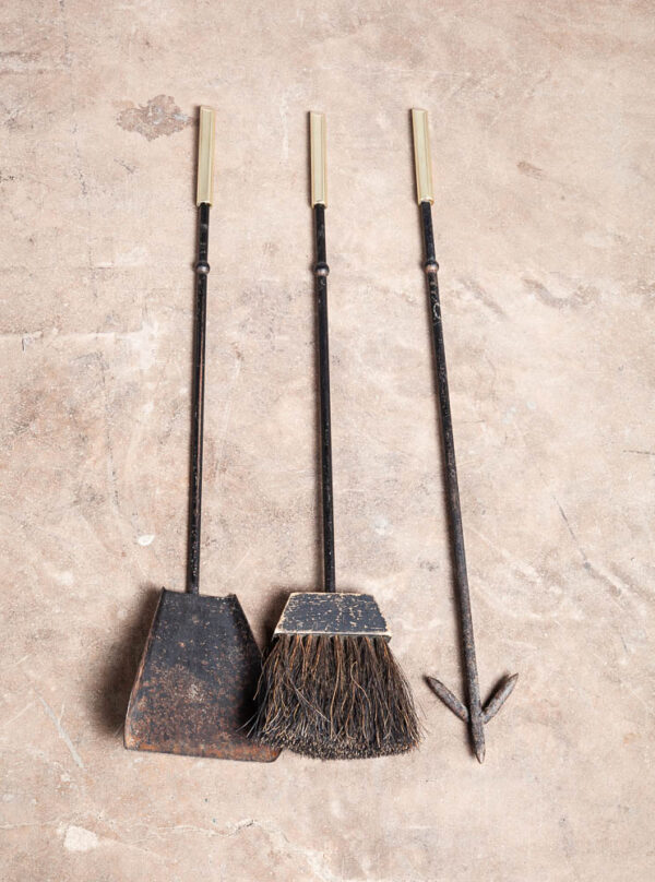 Mid Century Modern Fireplace Tools Brass Cast iron Pilgrim Seymour Nelson Metal - Image 9