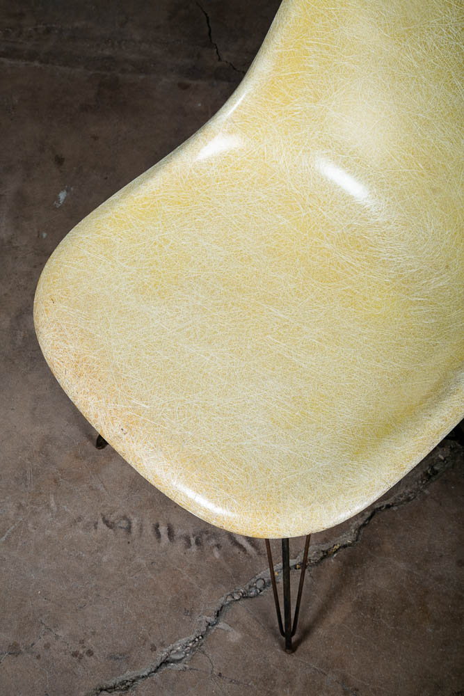 Mid Century Modern Side Shell Chair Pair Set Herman Miller Eames Eiffel Ochre VG - Image 10