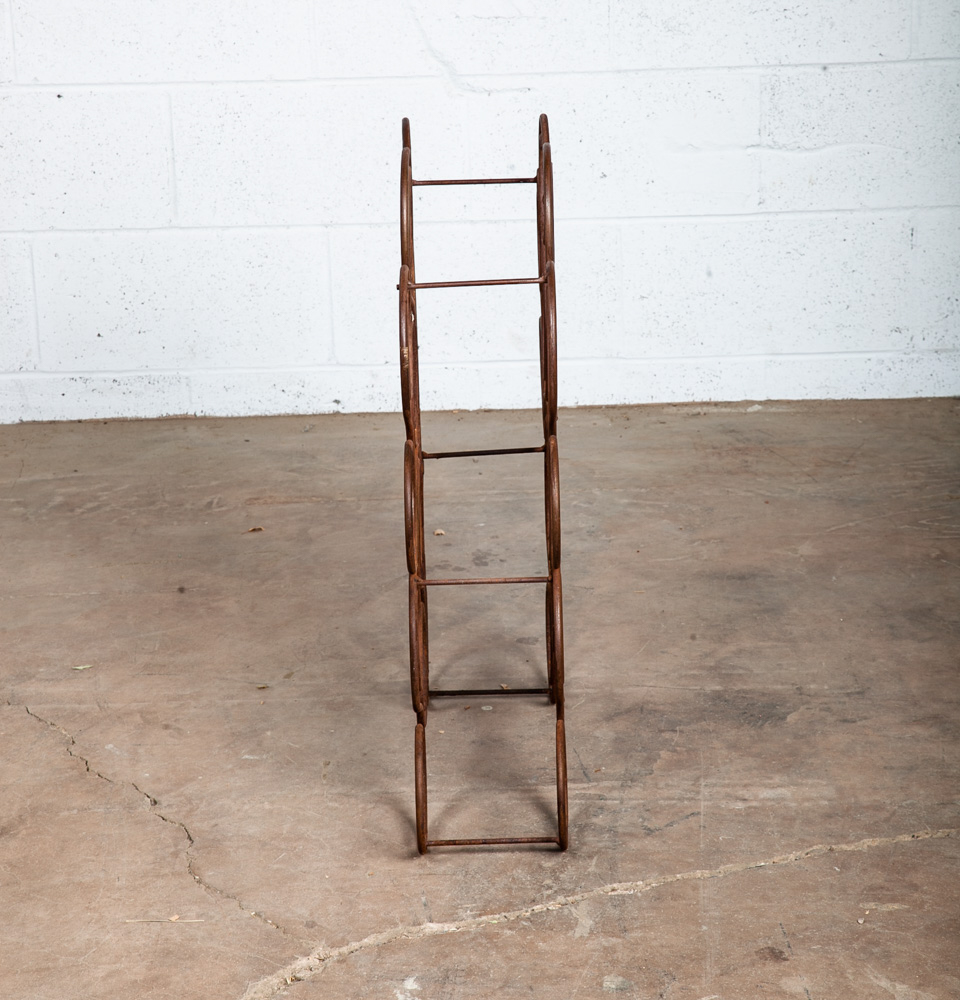 Mid Century Modern Wine Rack Whimsical Iron Vintage 16 Bottles Abstract Round - Image 6