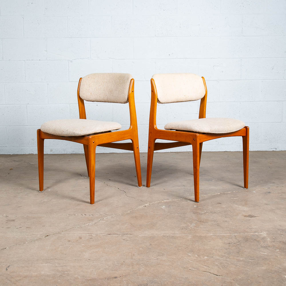 Mid Century Danish Modern Dining Chairs Set 4 Benny Linden Teak Denmark Floating - Image 3