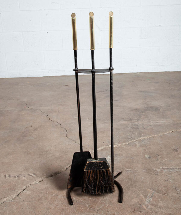Mid Century Modern Fireplace Tools Brass Cast iron Pilgrim Seymour Nelson Metal - Image 2