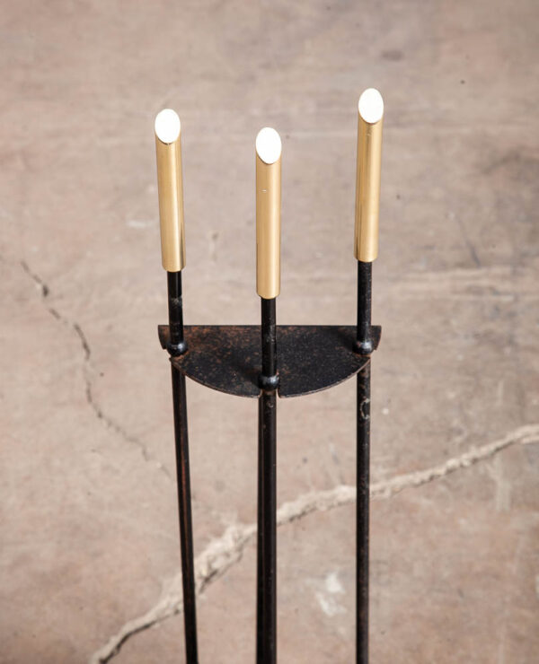 Mid Century Modern Fireplace Tools Brass Cast iron Pilgrim Seymour Nelson Metal - Image 4