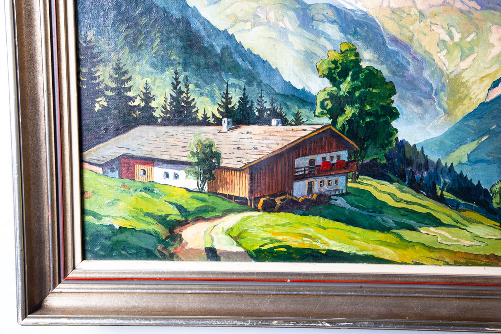 Mid Century Modern Oil Painting Original Art Landscape Signed H Wolf '55 Vintage - Image 6