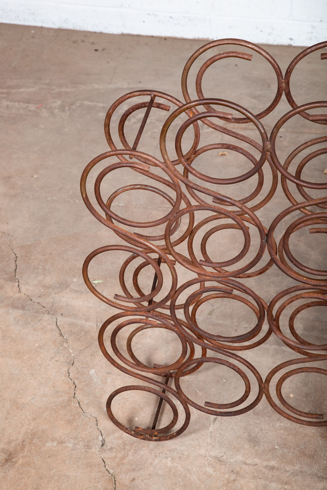 Mid Century Modern Wine Rack Whimsical Iron Vintage 16 Bottles Abstract Round - Image 9