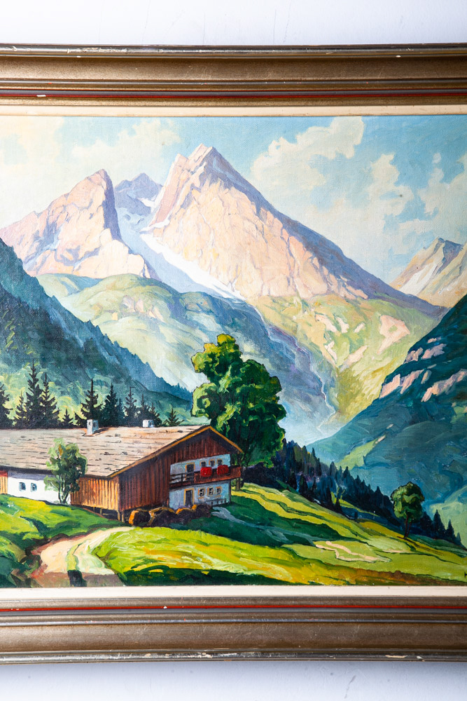 Mid Century Modern Oil Painting Original Art Landscape Signed H Wolf '55 Vintage - Image 7