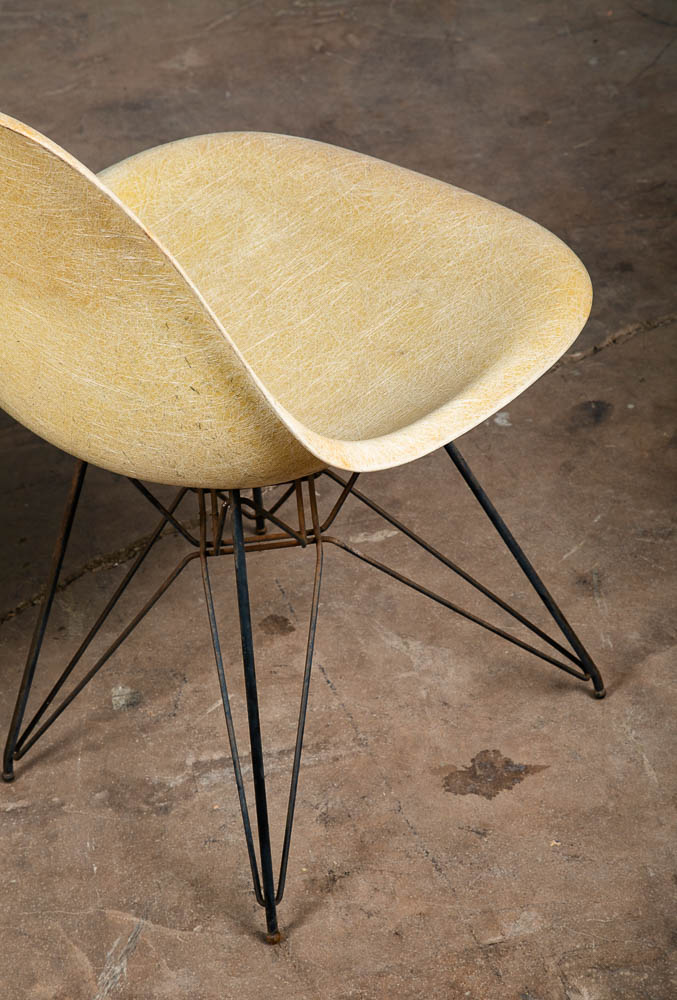 Mid Century Modern Side Shell Chair Pair Set Herman Miller Eames Eiffel Ochre VG - Image 12