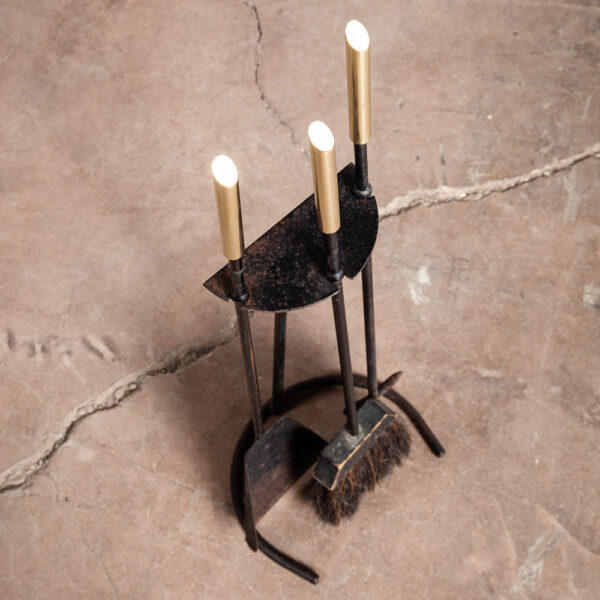 Mid Century Modern Fireplace Tools Brass Cast iron Pilgrim Seymour Nelson Metal - Image 3