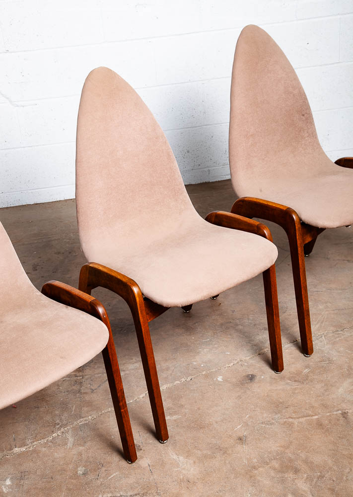 Mid century Modern Dining Chairs Set 4 Chet Beardsley Tan Danish Vintage Peach - Image 7