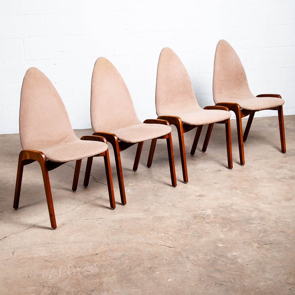 Mid century Modern Dining Chairs Set 4 Chet Beardsley Tan Danish Vintage Peach