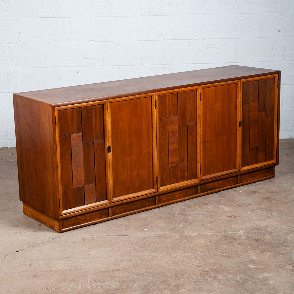 Mid Century Modern Credenza Sideboard Kroehler Entry Walnut Refinished Drawers M