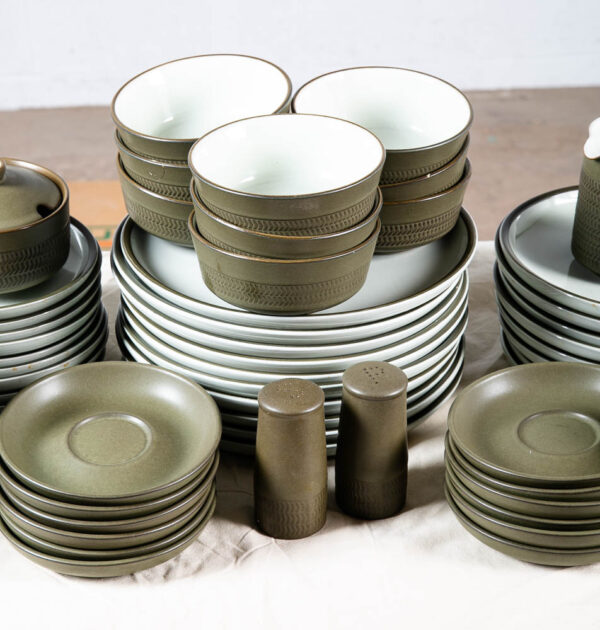 Mid Century Modern Ceramic Denby Camelot Set of 54 Piece Green Plates Cups Bowls Large 8+ Place settings - Image 8