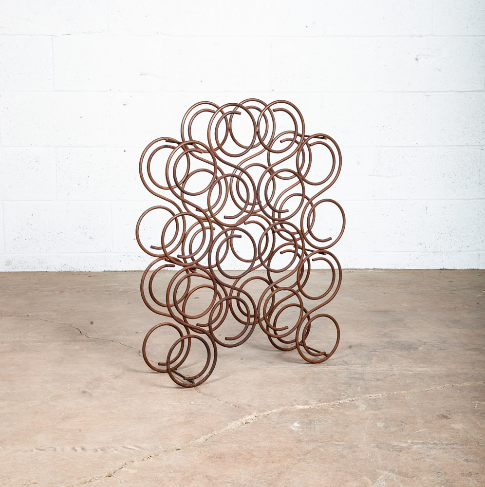 Mid Century Modern Wine Rack Whimsical Iron Vintage 16 Bottles Abstract Round