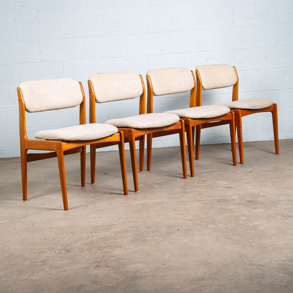 Mid Century Danish Modern Dining Chairs Set 4 Benny Linden Teak Denmark Floating