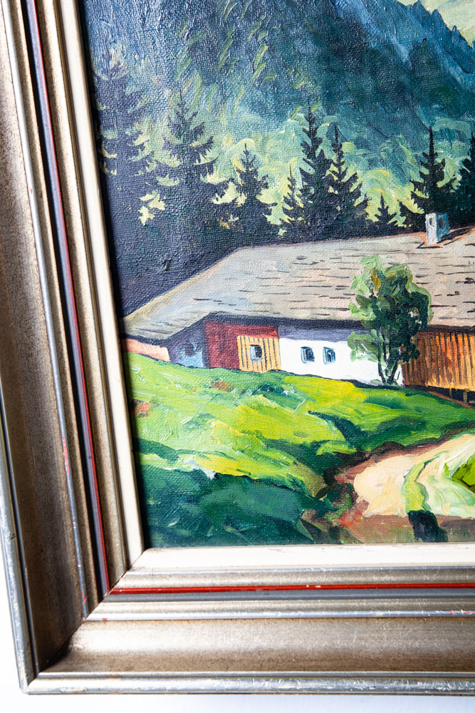 Mid Century Modern Oil Painting Original Art Landscape Signed H Wolf '55 Vintage - Image 11