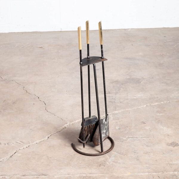 Mid Century Modern Fireplace Tools Brass Cast iron Pilgrim Seymour Nelson Metal