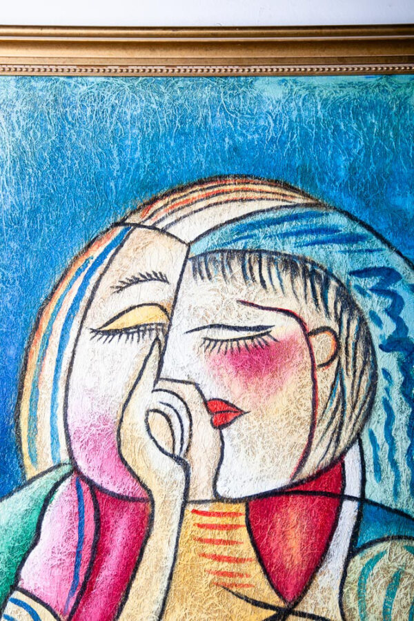 Mid Century Modern Painting B. Long Art Abstract Portrait Signed Picasso Cubist - Image 10