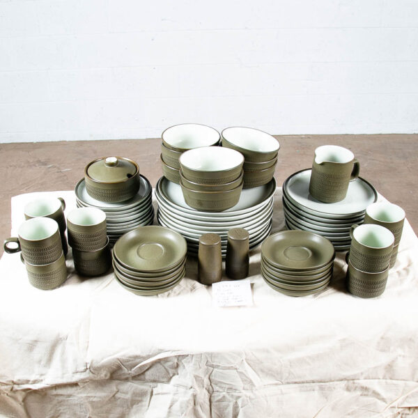 Mid Century Modern Ceramic Denby Camelot Set of 54 Piece Green Plates Cups Bowls Large 8+ Place settings - Image 2