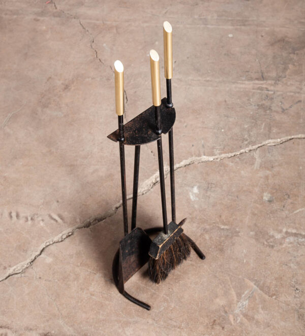 Mid Century Modern Fireplace Tools Brass Cast iron Pilgrim Seymour Nelson Metal - Image 5