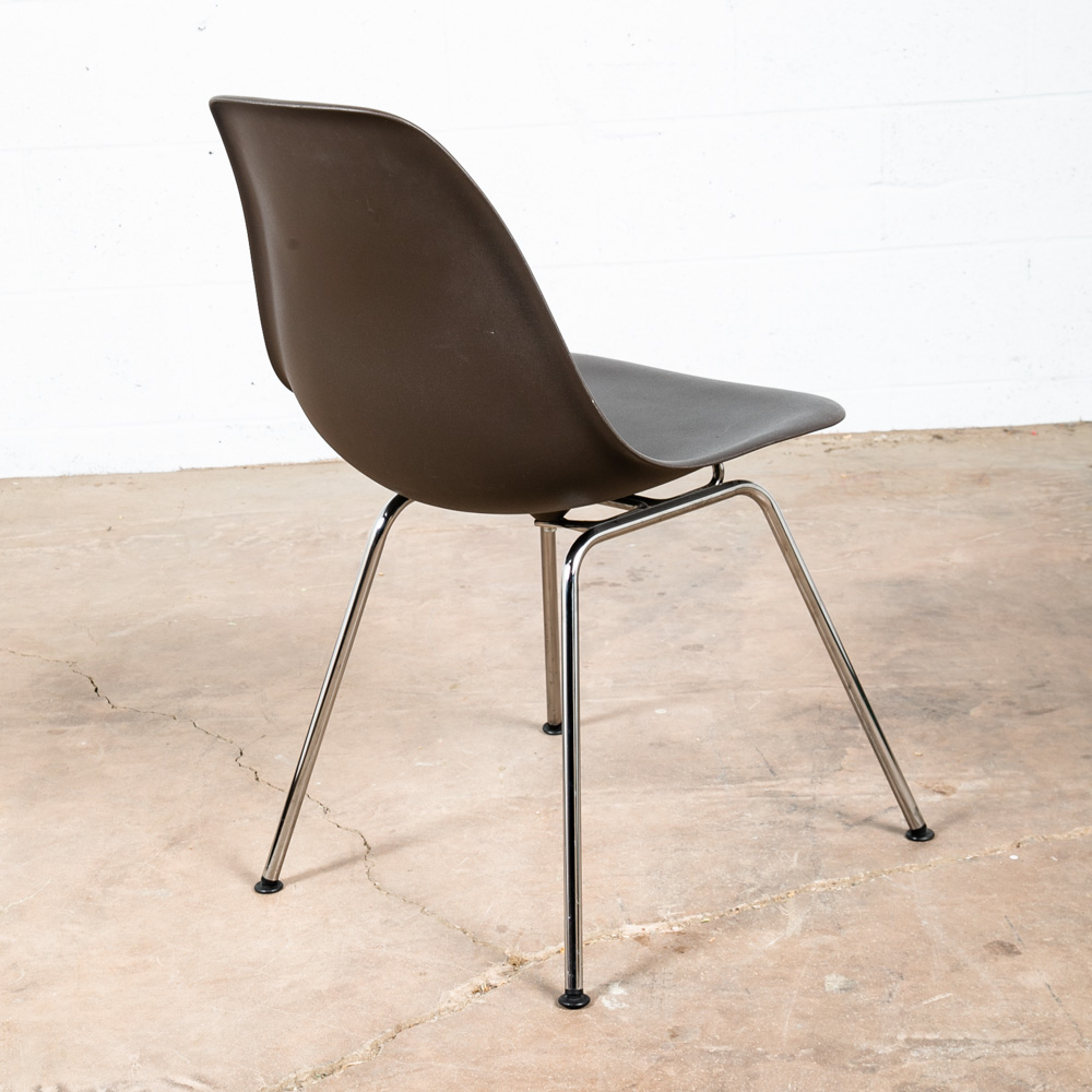 Mid Century Modern Side Chair Shell Brown Java Herman Miller Eames Chrome NM - Image 2