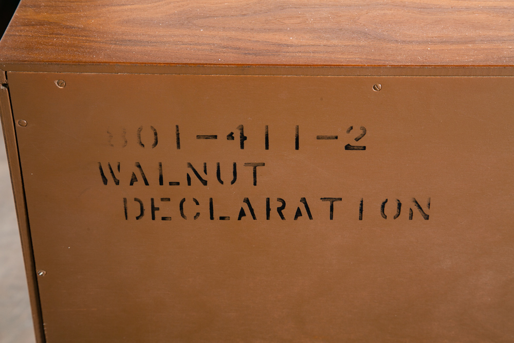 Mid Century Modern Highboy Dresser Drexel Declaration Kipp Stewart Walnut Chest White Knobs Drop Leaf - Image 11