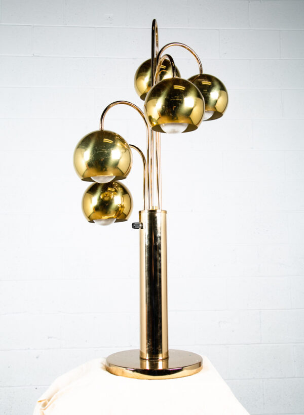 Mid Century Modern Table Lamp Brass 5 Light Gold Mcm Metal Waterfall Vintage
