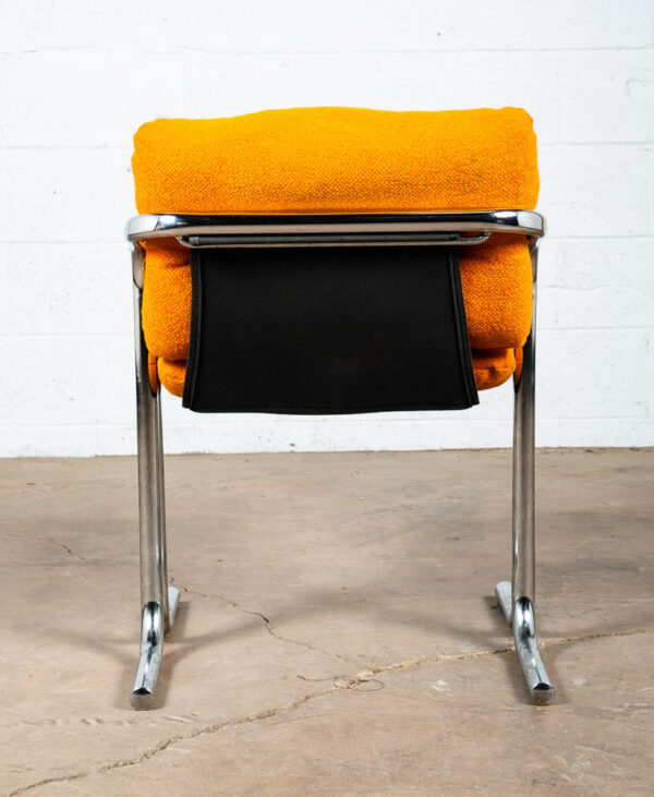 Mid Century Modern Lounge Chairs Chrome Orange Jerry Johnson Sling Pair Arcadia Armchair - Image 7