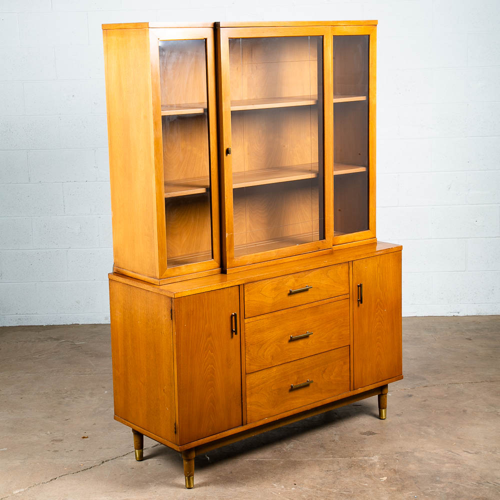 Mid Century Modern China Cabinet Hutch Cabinet Glass Display
