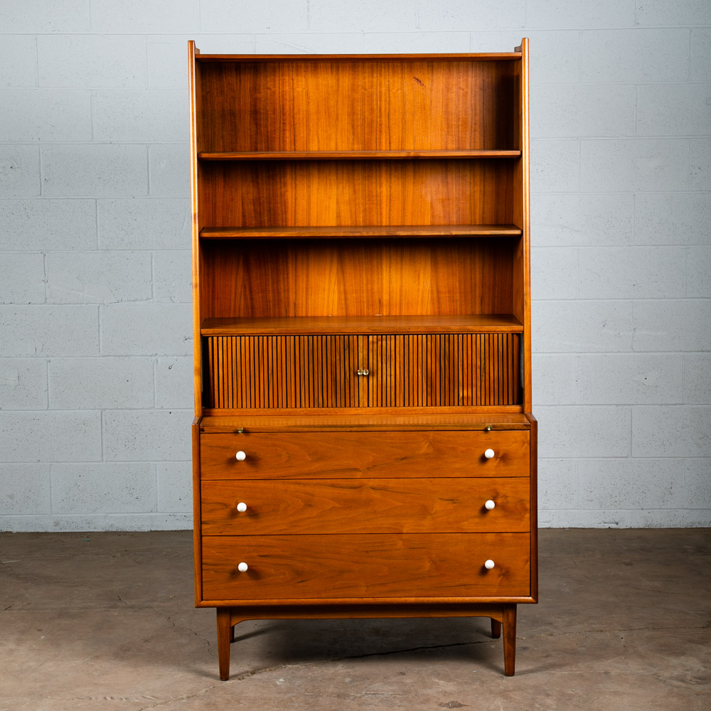 Mid Century Modern Secretary Desk Drexel Declaration Kipp Stewart Bookshelf Mcm - Image 2
