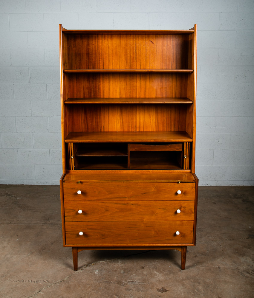 Mid Century Modern Secretary Desk Drexel Declaration Kipp Stewart Bookshelf Mcm - Image 5