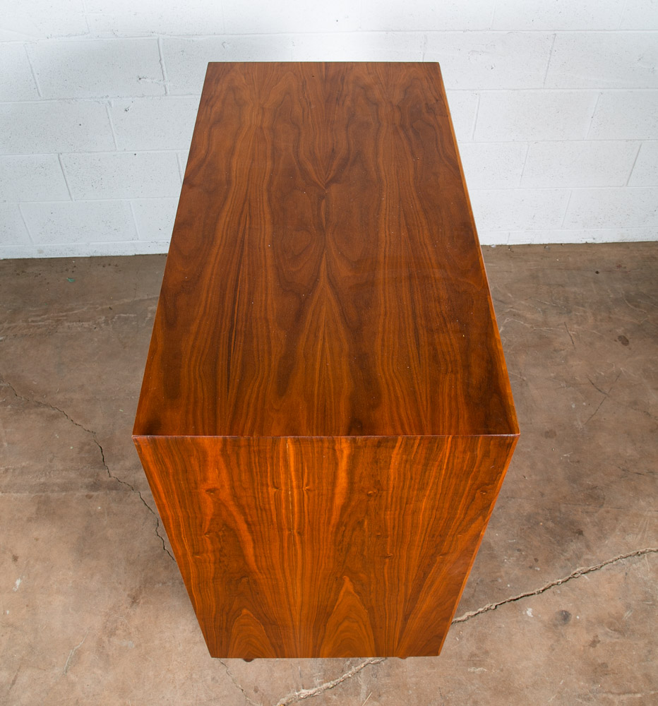 Mid Century Modern Highboy Dresser Drexel Declaration Kipp Stewart Walnut Chest White Knobs Drop Leaf - Image 3