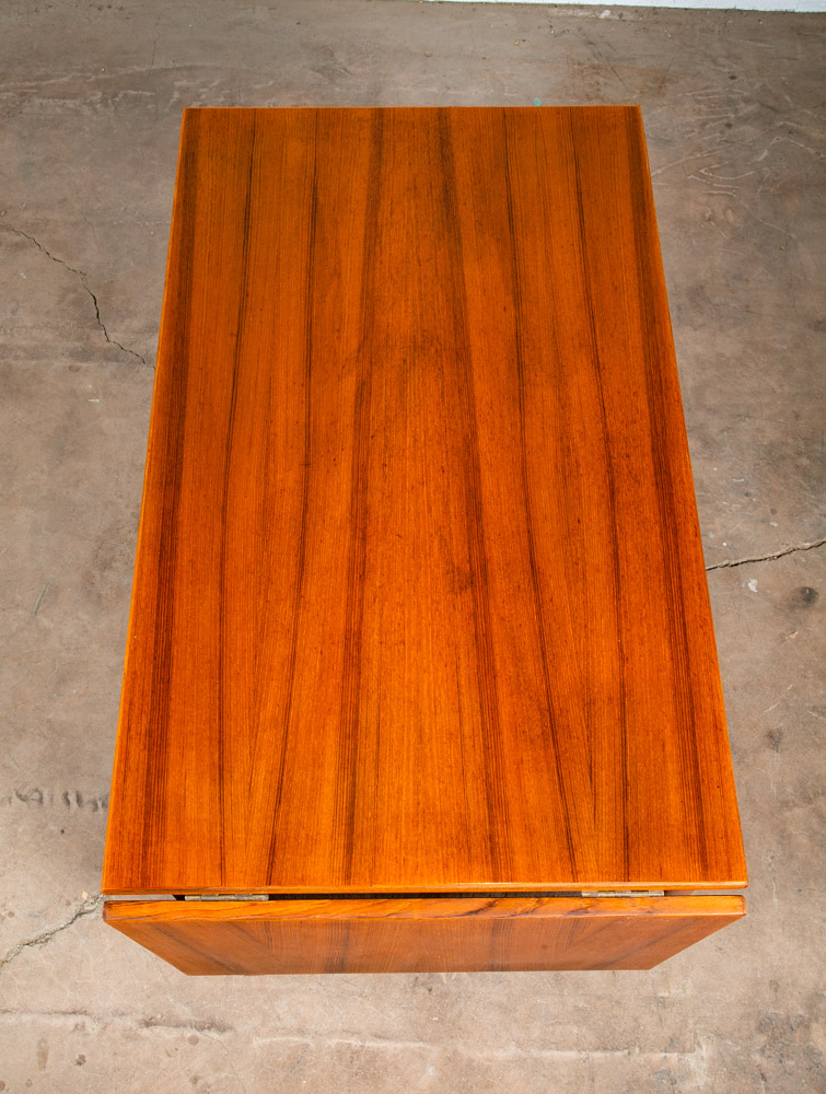 Mid Century Danish Modern Desk Drop Leaf Sliding Drawers Arne Vodder File Office Extension Leaf Teak Denmark - Image 10