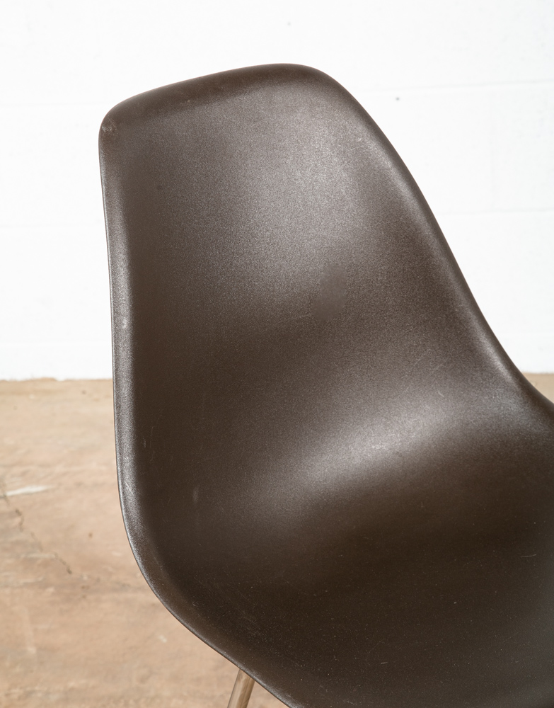 Mid Century Modern Side Chair Shell Brown Java Herman Miller Eames Chrome NM - Image 6