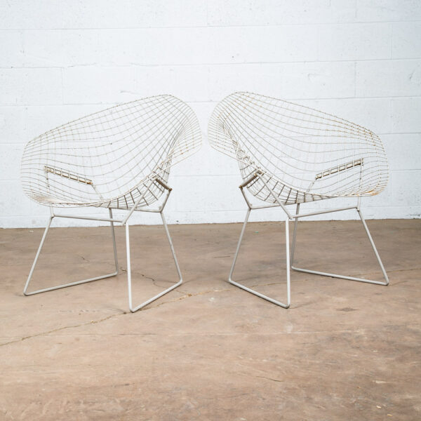 Mid Century Modern Lounge Chair Harry Bertoia Set Pair Knoll Diamond Grey