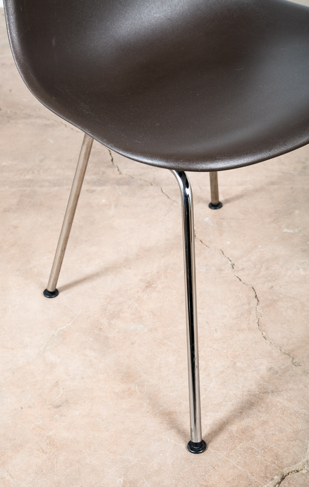 Mid Century Modern Side Chair Shell Brown Java Herman Miller Eames Chrome NM - Image 8