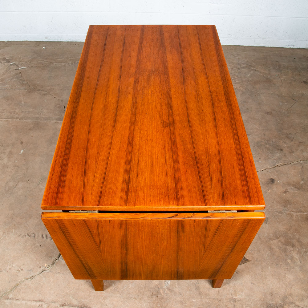 Mid Century Danish Modern Desk Drop Leaf Sliding Drawers Arne Vodder File Office Extension Leaf Teak Denmark - Image 6
