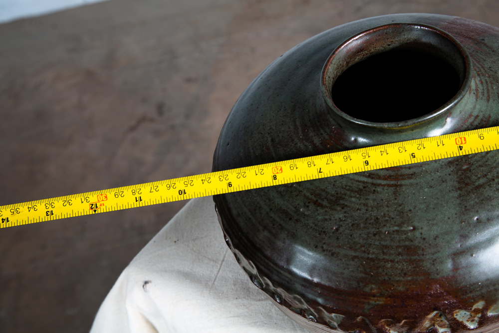 Mid Century Modern Weed Pot Ceramic Studio Signed Round Brown Grey 70s Bowl Mcm - Image 9