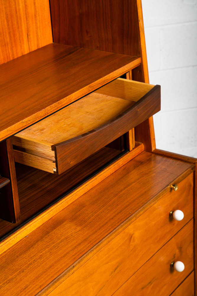 Mid Century Modern Secretary Desk Drexel Declaration Kipp Stewart Bookshelf Mcm - Image 9