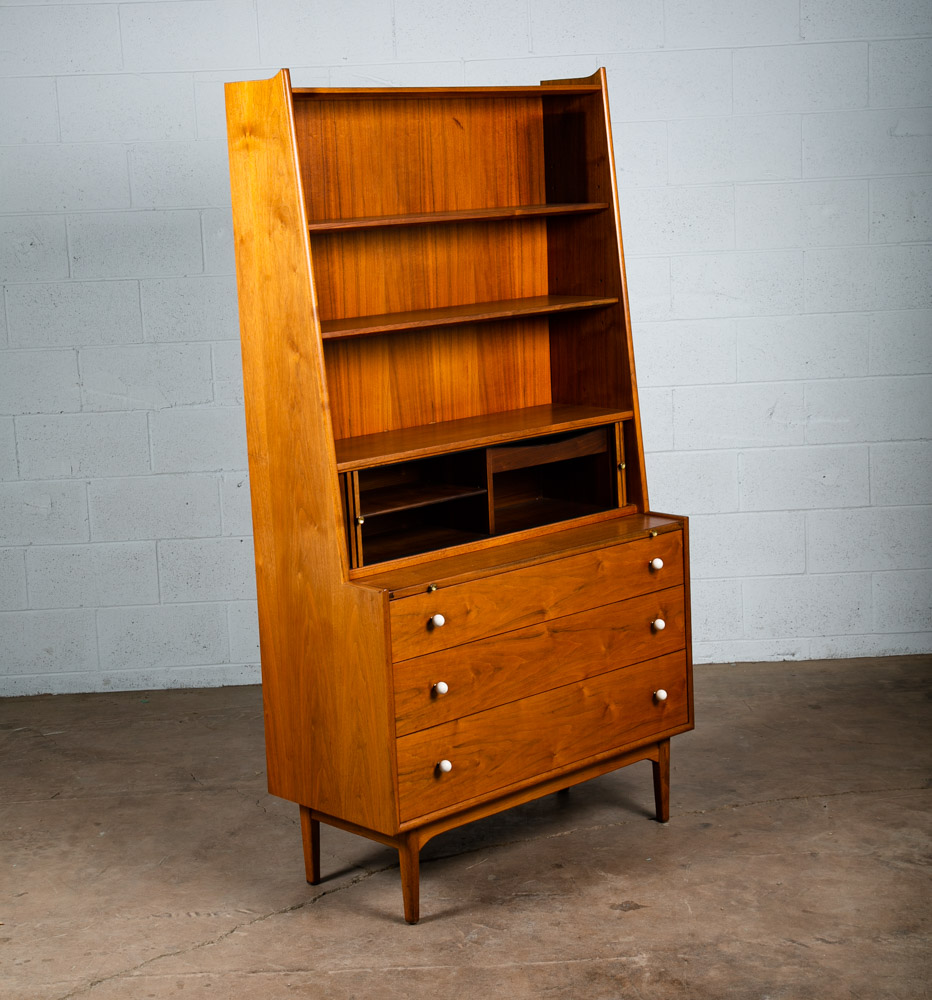 Mid Century Modern Secretary Desk Drexel Declaration Kipp Stewart Bookshelf Mcm - Image 3
