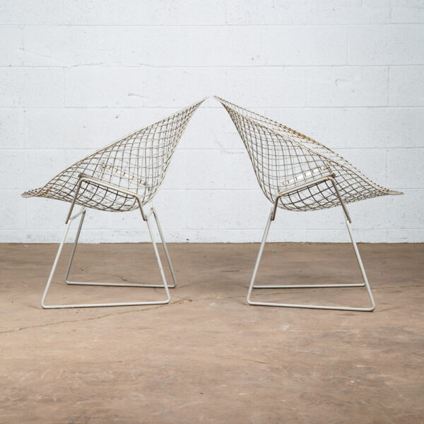 Mid Century Modern Lounge Chair Harry Bertoia Set Pair Knoll Diamond Grey - Image 2