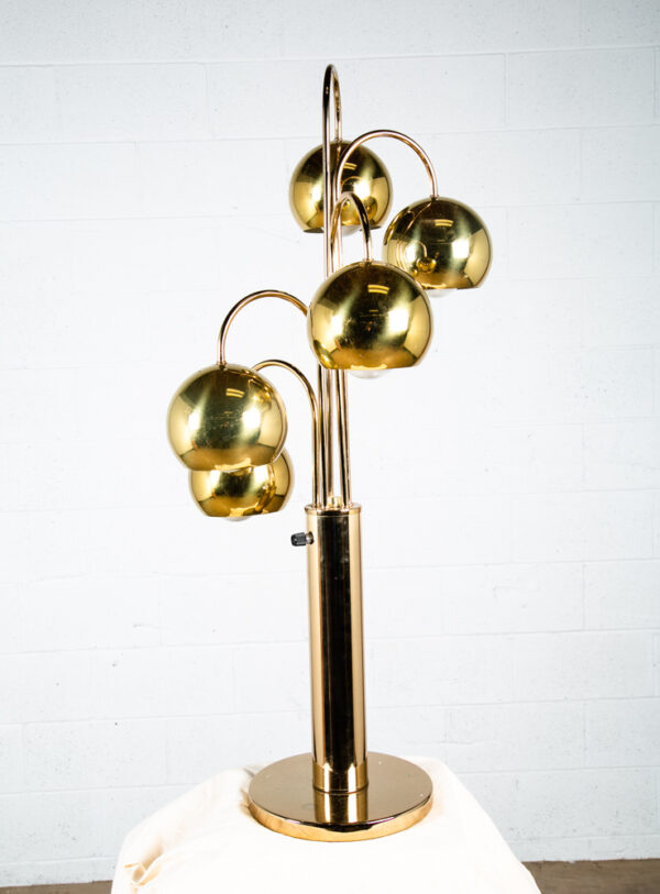 Mid Century Modern Table Lamp Brass 5 Light Gold Mcm Metal Waterfall Vintage - Image 3