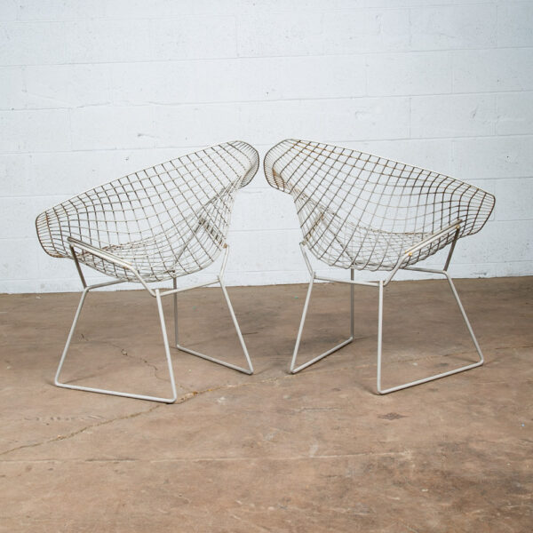 Mid Century Modern Lounge Chair Harry Bertoia Set Pair Knoll Diamond Grey - Image 3