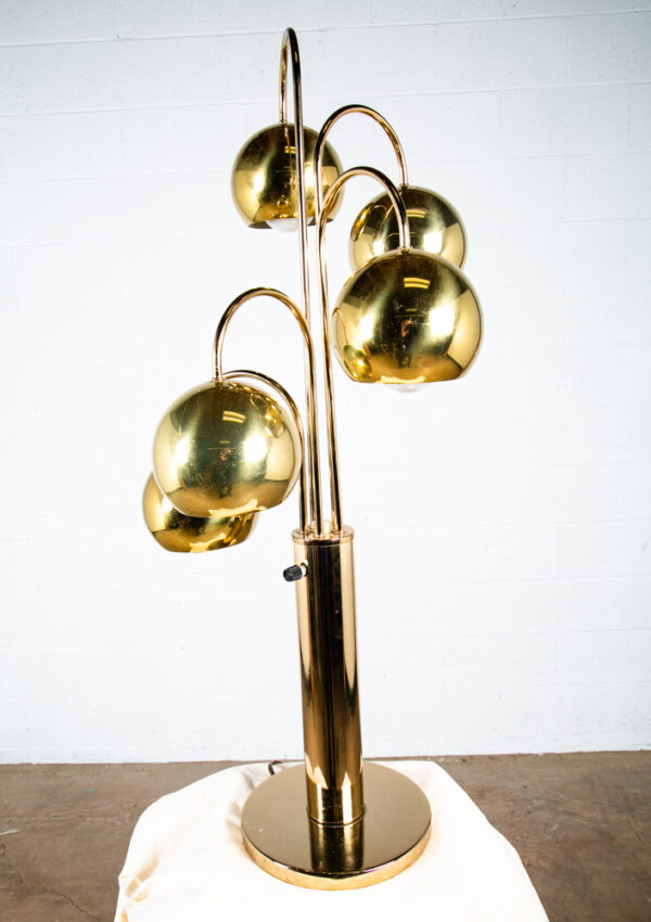Mid Century Modern Table Lamp Brass 5 Light Gold Mcm Metal Waterfall Vintage - Image 2