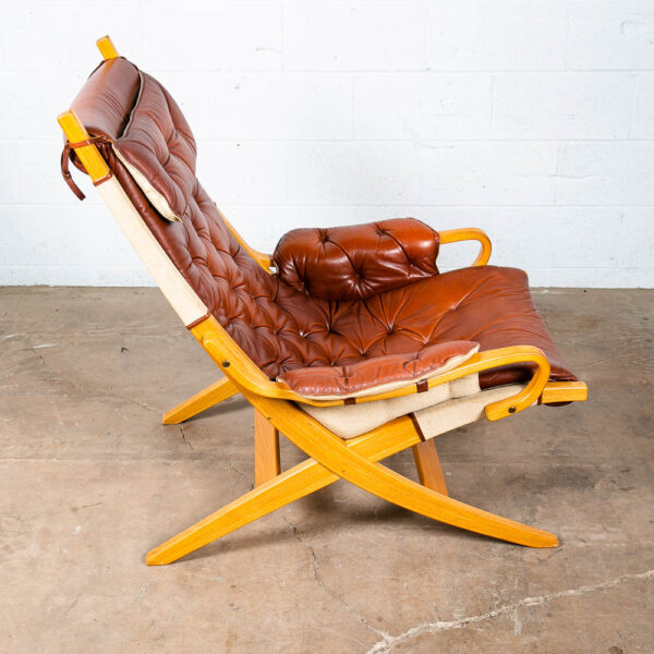 Mid Century Danish Modern Lounge Chair Nielaus & Jeki Møbler Ox Blood red Arm - Image 3